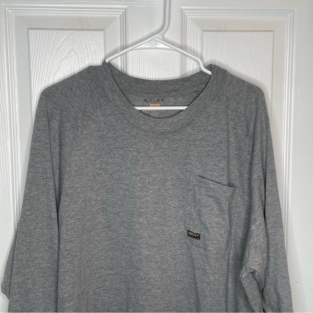 Ariat Rebar T-Shirt Pocket Tee Cotton Strong Camo Sleeve Workwear in Gray 2XL - Picture 4 of 15